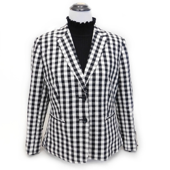 Contemporary Banana Republic Black & White Linen Blazer - Picture 2 of 5